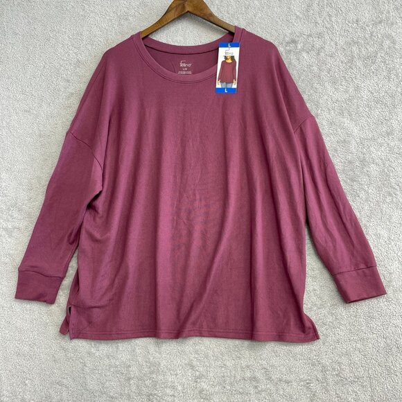 NEW Felina Women's L Long Sleeve Burgundy Knit Top Loose Fit - Picture 2 of 9